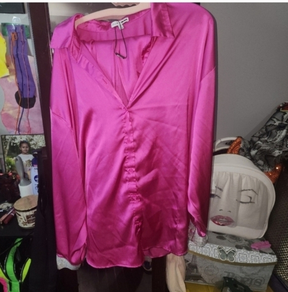 🍁🍂Fashion nova pink satin jogger set with rhinestones 3x - Picture 4 of 5